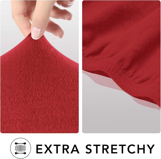 PureFit Stretch Couch Covers for Sofa 4 Seater Slipcovers Red | 1-Piece Sofa - Image 4