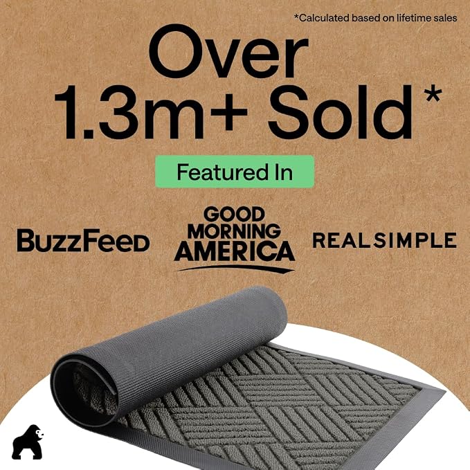GORILLA GRIP 100% Waterproof All-Season WeatherMAX Doormat 35x23, US Designed - Image 4