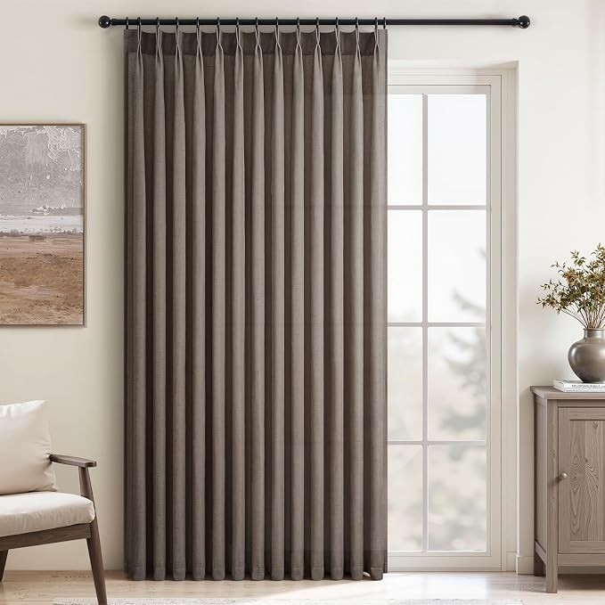 Topfinel Pinch Pleated Curtains 90 Inches Long 1 Panels Set, Burlywood Semi by Topfinel