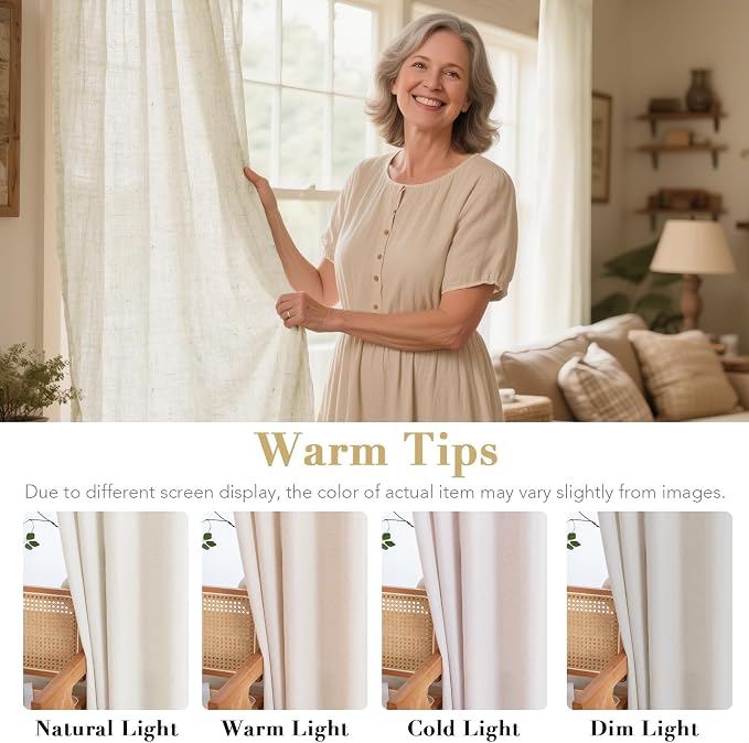 H.VERSAILTEX Living Room Linen Curtains Nickel Grommet Curtains Privacy Added - Image 3