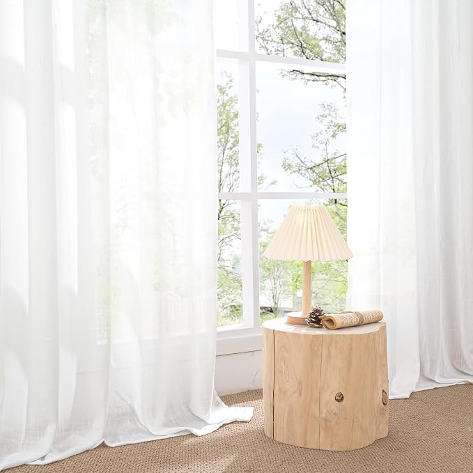 BGment White Linen Semi Sheer Curtains 36 Inch Length - Image 8