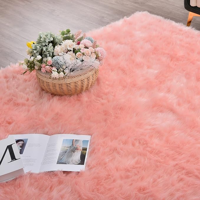 ORINOVA Round Rug 3ft Pink Small Fluffy Rug - Image 9