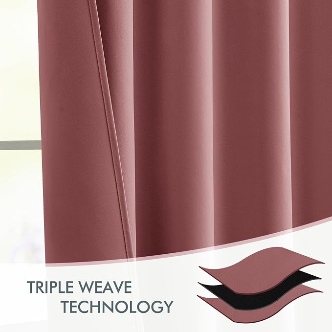 MIULEE Dusty Rose Back Tab Blackout Curtains 52x63 Inches Long 2 Panels Set | - Image 7