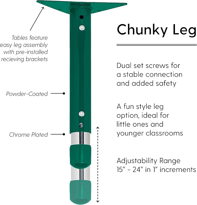 Factory Direct Partners FDP Rectangle Activity School and Classroom Kids Table (36 x 60 inch), Toddler Leg, Adjustable Height 15-24 inches - Maple Top and Green Edge