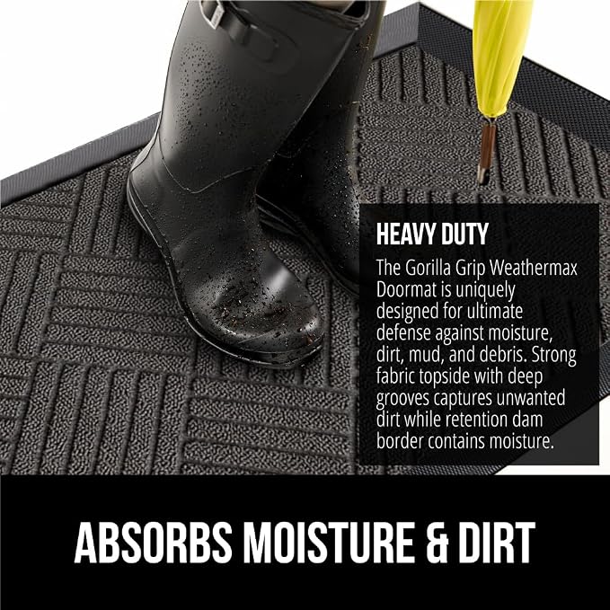 GORILLA GRIP 100% Waterproof All-Season WeatherMAX Doormat 35x23, US Designed - Image 4