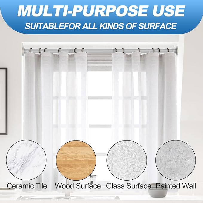 CorkLatta Silver Shower Curtain Rod 31 to 68 Inch, 1 Inch Diameter Adjustable - Image 5