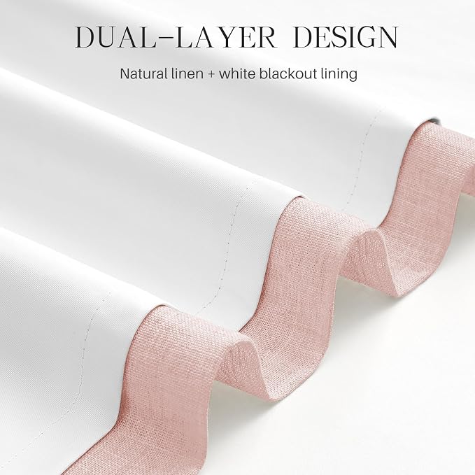 AUSSPVOCT Pinch Pleated 90 Inch Linen Curtains 100% Blackout - Image 5