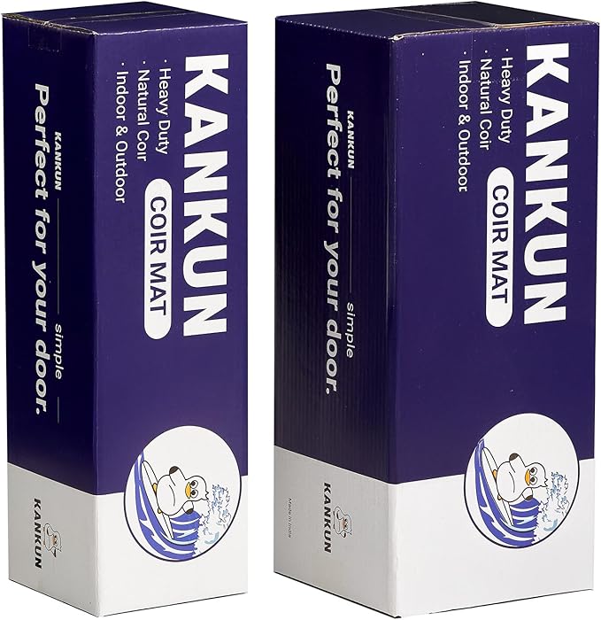 KANKUN Coco Coir Door Mat with Heavy Duty Backing, Welcome Doormat (17" x 30"), Doormat Entrance (Plain - Natural)