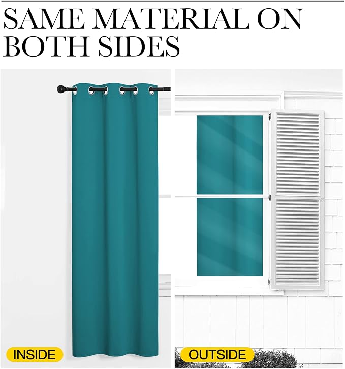 NICETOWN Room Darkening Curtains 120 inch Length 2 Panels, Peacock Teal - Image 6