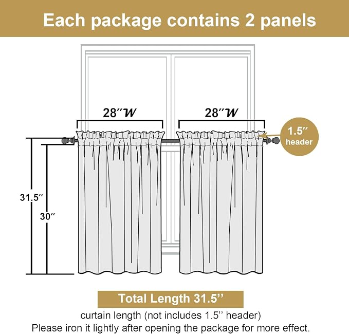 Lecloud Leia Blush Pink Sheer Kitchen Curtains 30 Inch Length 2 Pcs, Leaf - Image 3