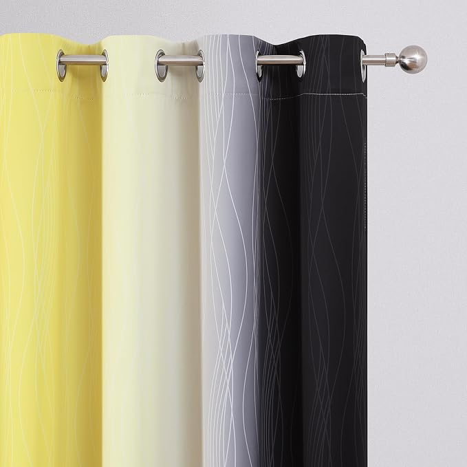 Estelar Textiler Black and Yellow Ombre Blackout Curtains 90 Inch Length 2 - Image 4