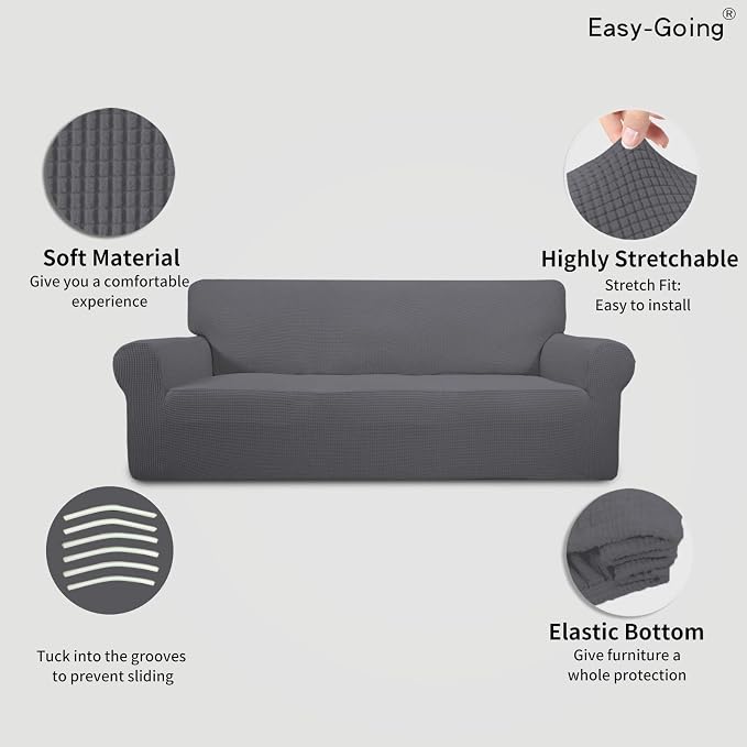 Easy-Going Stretch 4 Seater Sofa Slipcover 1-Piece Sofa Cover Furniture - Image 3