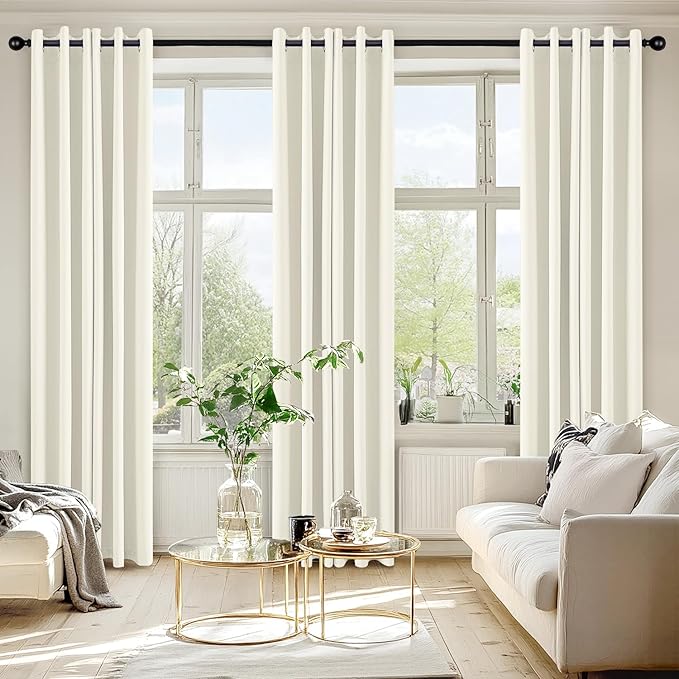 MIULEE Cream Blackout Curtains for Bedroom Living Room 84 Inches Long 2 Panels - Image 6