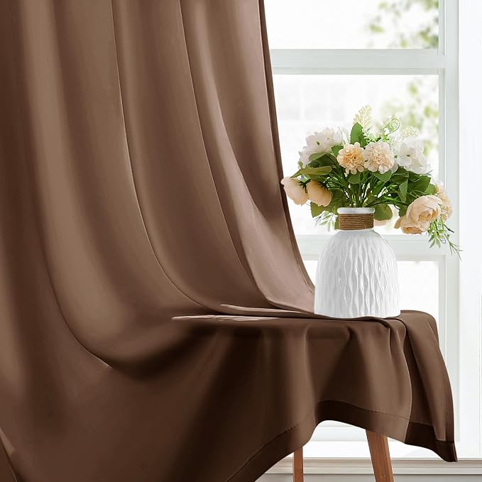 HOMEIDEAS Non-See-Through Brown Privacy Sheer Curtains, 52 X 72 Inches Long 2 - Image 5