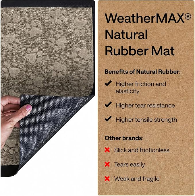 GORILLA GRIP 100% Waterproof All-Season WeatherMAX Doormat, US Designed Natural - Image 6