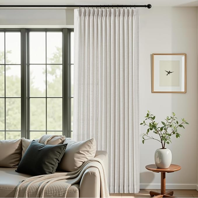 Pinch Pleated Linen Curtains 90 Inches Long 2 Panels - Image 6