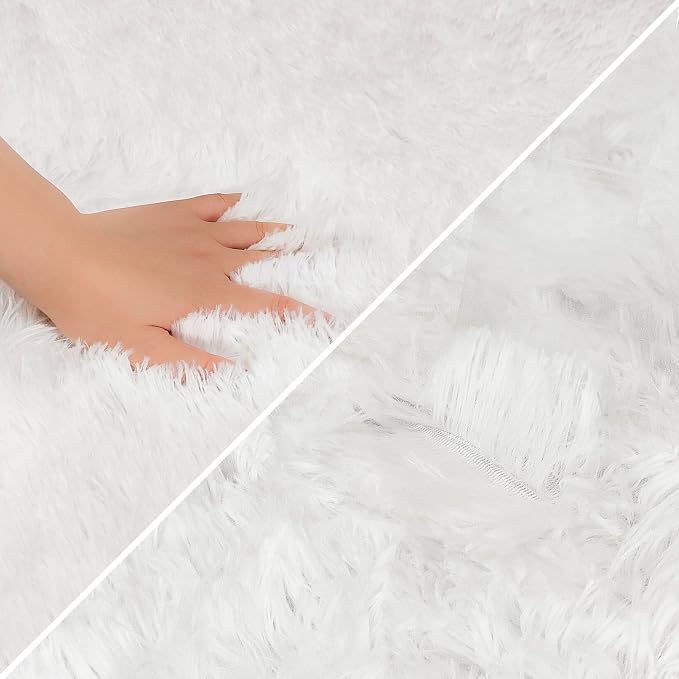 White Rug for Living Room 8x10ft Fluffy Area Rug Mat Bedside Throw Rug for - Image 6