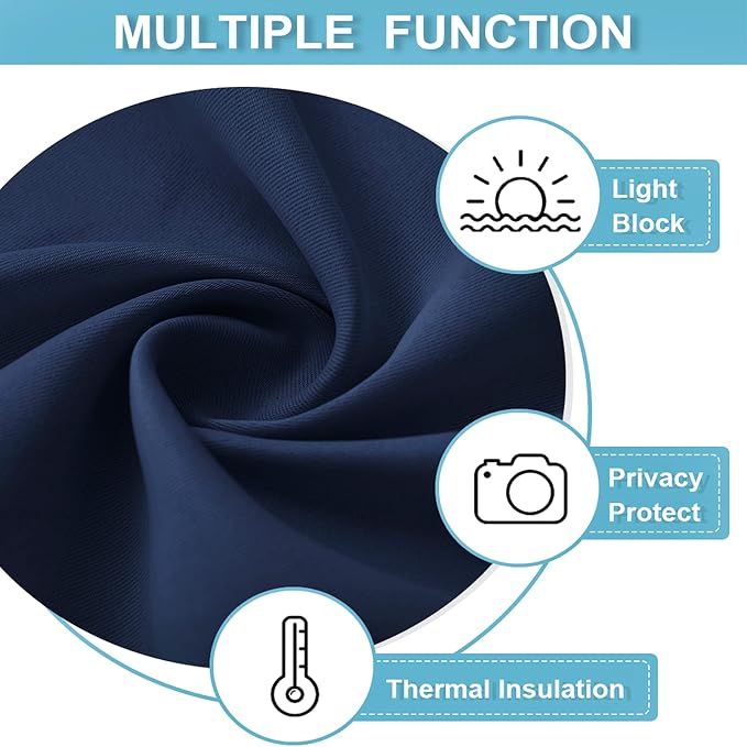 RYB HOME Blackout Curtains for Bedroom Living Room 72 inches Long, Thermal - Image 6