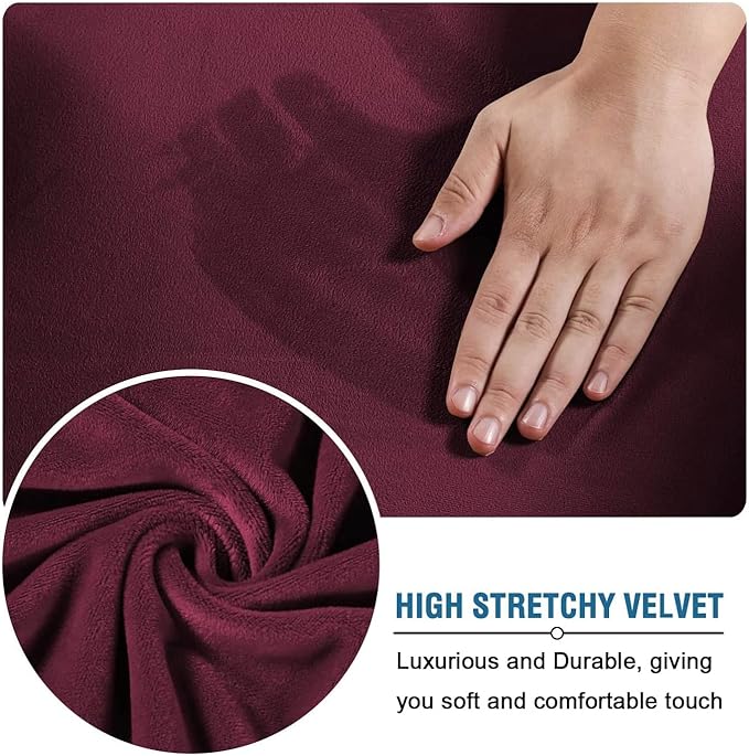 H.VERSAILTEX Modern Velvet Plush 4 Piece High Stretch Sofa Slipcover Sofa Cover - Image 5