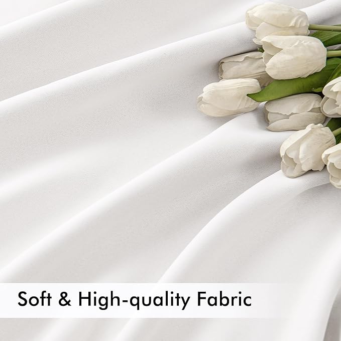 MIULEE Pure White Back Tab Blackout Curtains 52x96 Inch Long 2 Panels Set | Rod - Image 6