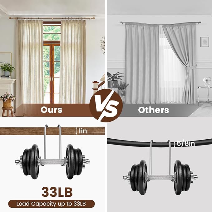 1” Diameter Curtain Rods Itself is 30 to 144 inch 1 Pack Fit 30-142 inch - Image 5