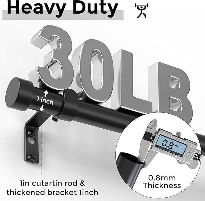 VOIIY Curtain Rods for Windows 28 to 48 Inch, Modern Adjustable Heavy Duty - Image 3