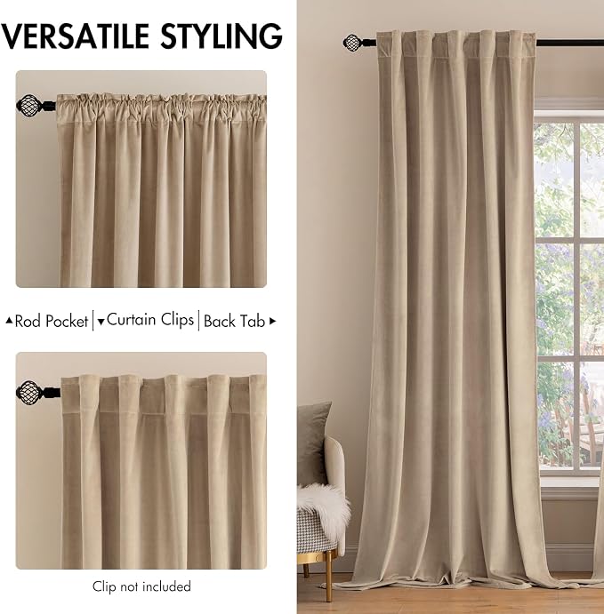 MIULEE Velvet Curtains 90 inches 2 Panels - Image 2