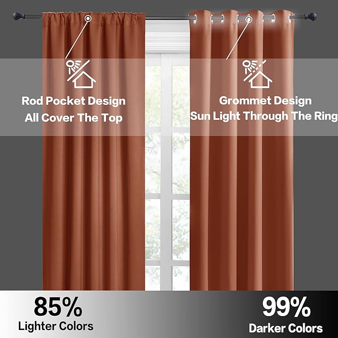 RYB HOME Blackout Bathroom Window Curtains, Short Thermal Insulated Heat - Image 5