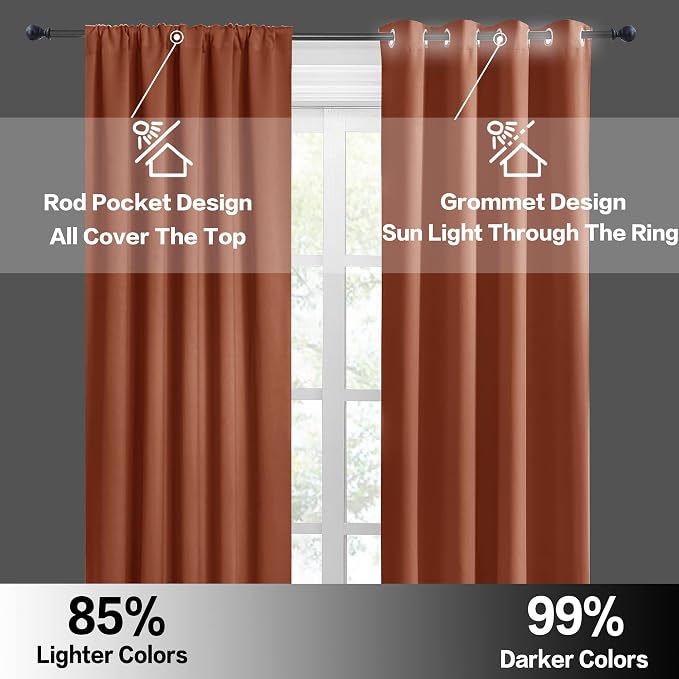 RYB HOME Blackout Curtains for Bedroom 84 inches Long 2 Panels Set, Privacy - Image 6
