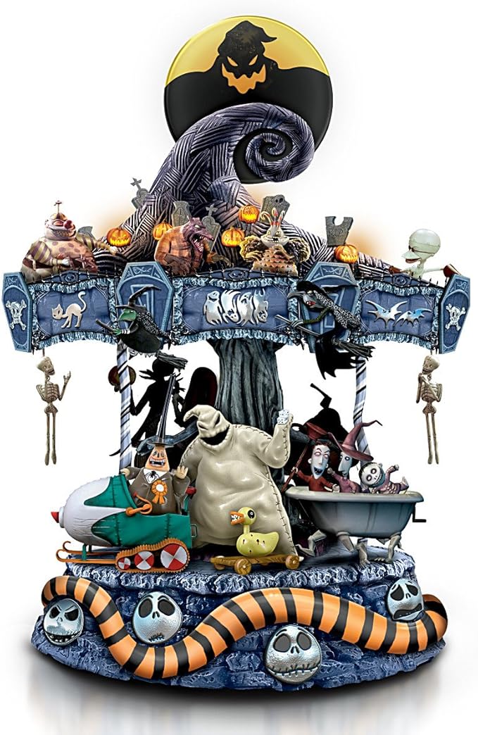 Tim Burton's The Nightmare Before Christmas Rotating Musical Carousel Sculpture: Lights Up