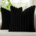 decorUhome Fall Faux Fur Throw Pillow Covers 18x18 Set of 2 Black | Decorative by decorUhome