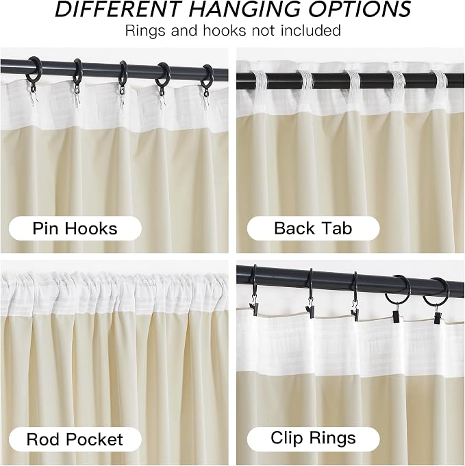 RYB HOME Beige Velvet Curtains 84 inches - Image 4