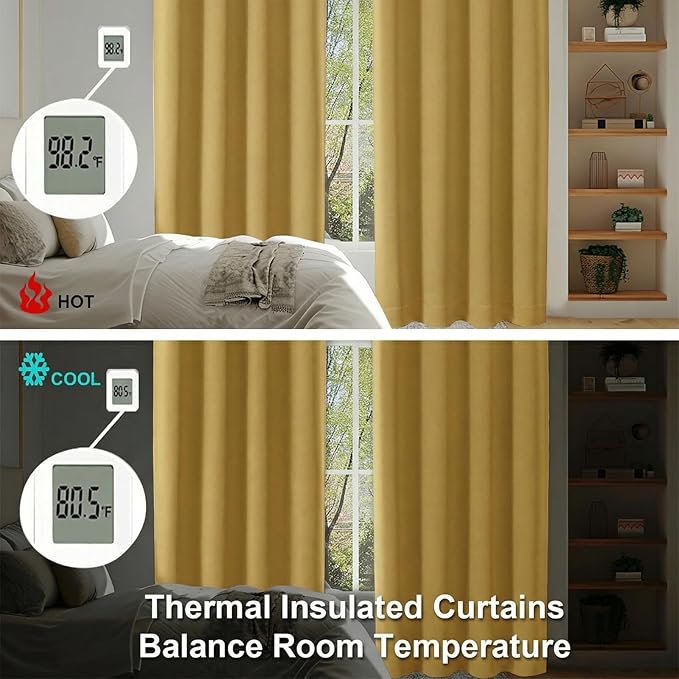 Simplebrand Ava Bright Gold Short Blackout Curtains - Image 6