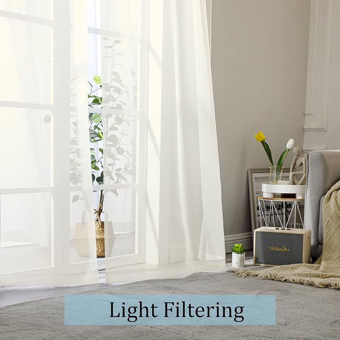 Sheer Curtains 90 Inches Long, Elegant Sheer Curtains - Image 2