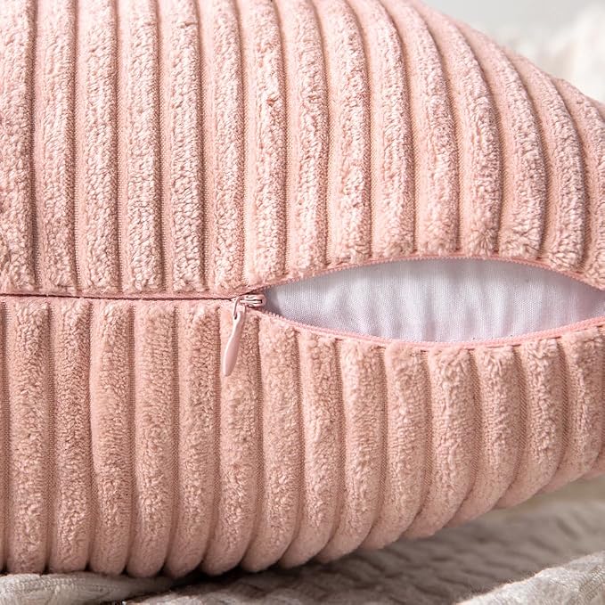 MIULEE Pink Decorative Lumbar Throw Pillow Covers 12x20 Inch - Image 3