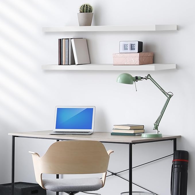 Sorbus Floating Shelves for Wall - 35 Inch Long Bathroom Shelves, Wall Decor for Bedroom, Kitchen, Living Room & Book Storage - Mounted Floating Shelf with Invisible Brackets (White, 3 Pack)