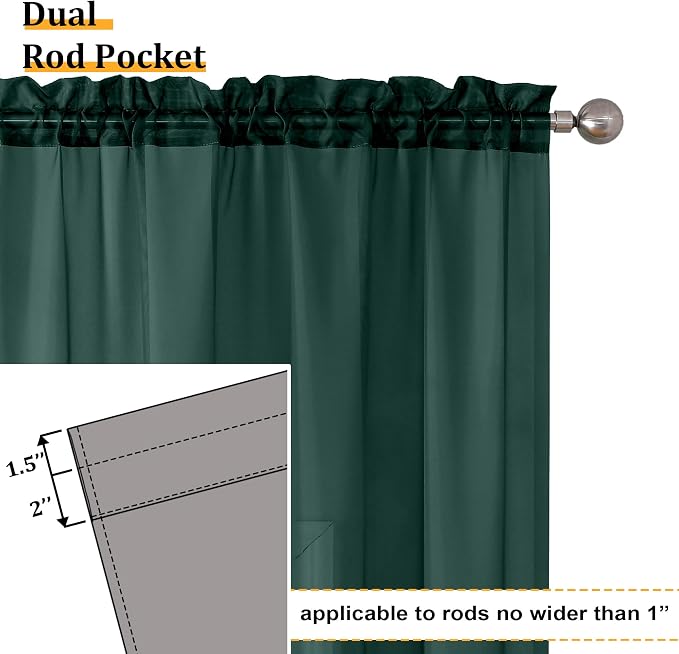 Aiyufeng Hunter Green Sheer Curtain Drapes 84 Inch Length 2 Panels - Image 3