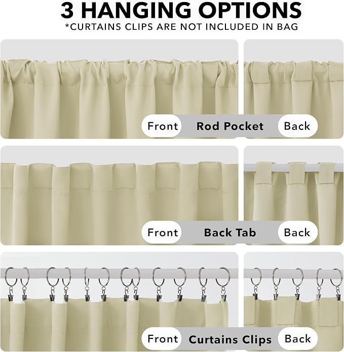 Deconovo Blackout Curtains, Thermal Insulated, W52 x L84 2 Panels, Back Tab - Image 2