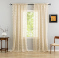 YJ YANJUN Vintage Lace Curtains 102 Inch Long-Victorian Floral Pattern Beige by YJYANJUN