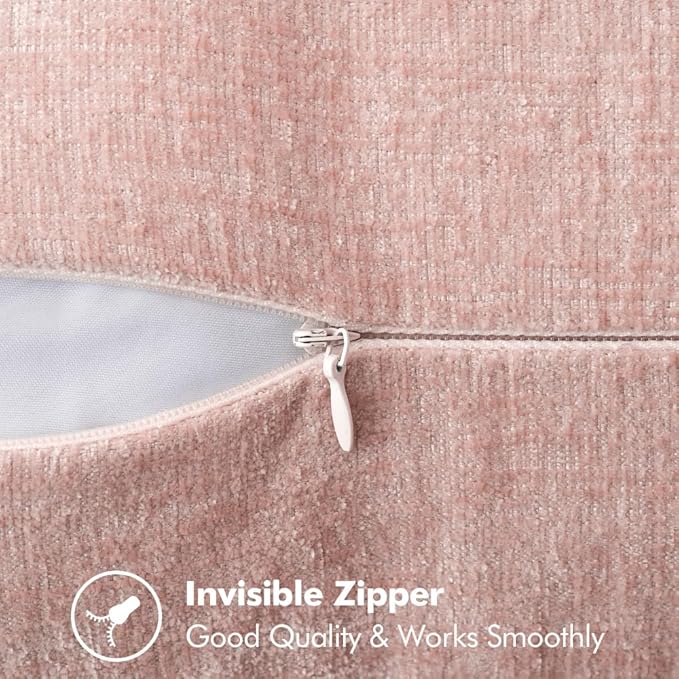 MIULEE Pack of 2 Couch Throw Pillow Covers 16x16 Inch Pink Farmhouse Valentine Decorative Pillow Covers with Stitched Edge Soft Chenille Solid Dyed Spring Pillow Covers for Sofa Bed Living Room