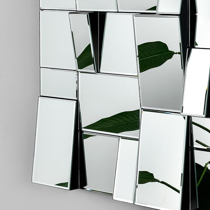 KOHROS Modern Geometric Irregular Mirror for Wall Decor 44" x 30" Decorative Mirror with Beveled Glass for Entryway Hallway Living Room Home Decor Horizontal or Vertical Hanging