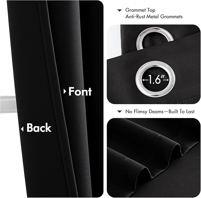 MIULEE Black Blackout Curtains for Bedroom Living Room 72 Inches Long 2 Panels - Image 4