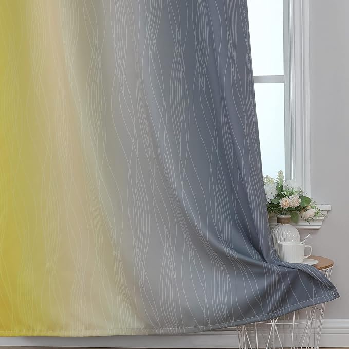 Estelar Textiler Yellow and Grey Ombre Blackout Curtains 90 Inch Length 2 - Image 6