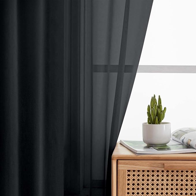 Cafe Curtains 36 Inch Length Tier 2 Pieces, Modern Soft Airy Sheer Kitchen - Image 7
