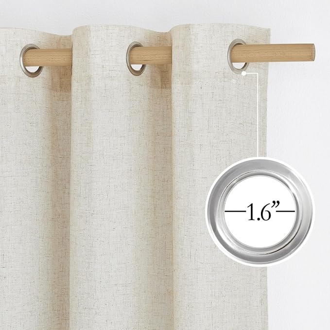 NICETOWN Textured Linen Sheer 108 inch Curtains, Grommet Privacy Translucent - Image 2
