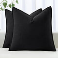 MIULEE Decorative Linen Euro Sham Pillow Covers 26x26 Black | Boho Farmhouse​ by MIULEE