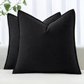 MIULEE Decorative Linen Euro Sham Pillow Covers 24x24 Black | Boho Farmhouse​ by MIULEE
