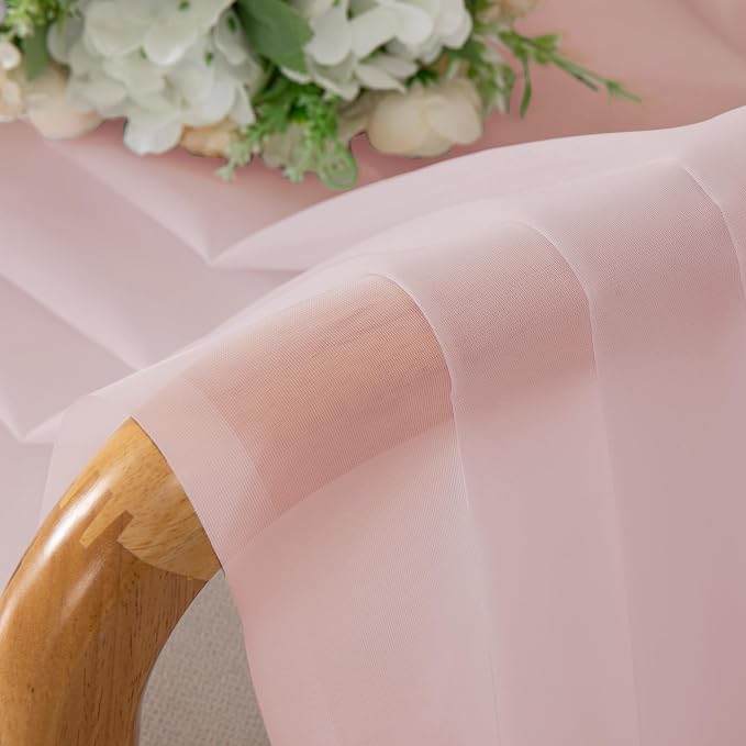 Light Pink Sheer Curtains 63 Inch Length 2 Panels Set - Image 5