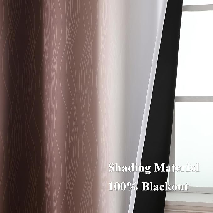 Brown and Greyish White Blackout Curtains 42Wx63L 2 Panels | Ombre Curtains - Image 5