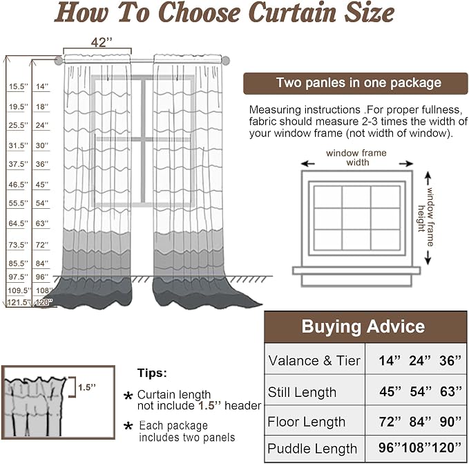 Chyhomenyc Turquoise Sheer Curtains 96 inches Long 2 Panels, Light Filtering - Image 6